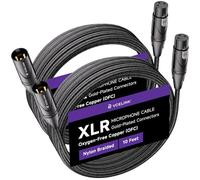 VCELINK 2 Pack 3m XLR Cable, Male to Female Microphone Cable, 99.99% OFC, Gold-Plated Contacts, Double-Shielded, Nylon Braided PVC Jacket, for Studio Recording, Live Streaming, Stage Performance
