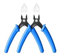 VCELINK 2 Pack Flush Wire Cutter, Precision Side Cutter, 5 Inch Small Snips | Mini Sprue Nippers for Model Making, Jewellery Making, Electronics Work, 3D Printing, Cable Ties, Crafting, Curtain, Blue