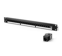 VCELINK 24 Port Cat6 Network Patch Panel, 10Gbps, 1U 19-Inch Rack Mount | Keystone Patch Panel | Comes with 25 UL Listed Keystone Couplers | Removable Cable Management Bar