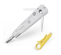 VCELINK 5-in-1 Punch Down Tool, Upgraded Ethernet Krone Tool for RJ45 Socket Cat5/Cat6/Cat7 & Telephone Cable, Professional Impact IDC Data Punchdown Tool with Wire Stripper Combo