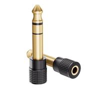 VCELINK 6.35mm 1/4 Male to 3.5mm 1/8 Female Audio Adapter, Gold-Plated TRS Stereo Jack, Solid Brass Housing, for Headphones, Guitar, Mixer, Amp, Keyboard, 2 Pack