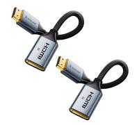 VCELINK 8K 2.1 HDMI Extension Cable 0.6ft, Short HDMI Extender Male to Female, Low Profile Slim Design, Compatible with Wall Mounted TV, TV Stick, Roku, PS5, Xbox, 48Gbps 8K@60Hz 4K@120Hz, 2 Pack