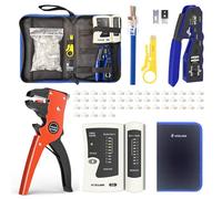 VCELINK Automatic Quickstrip Wire Stripper and Cutter with VCELINK RJ45 Crimp Tool Kit, Ethernet Crimping Tool Set with 50PCS Cat6 RJ45 Pass Through Connectors