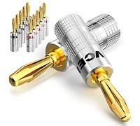 VCELINK Banana Plugs 6 Pairs/12 PCS, 24K Gold Plated 4mm Speaker Connectors for Speaker Wire, Sockets, Amplifier, Home Theater and Sound Systems, Dual-Screw Type in Red & Black