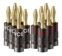 VCELINK Banana Plugs, Speaker Wire Connectors, 4mm 24K Gold Plated Dual-Screw Type for 12-18 AWG Wire, Wall Plate, Audio/Video Receiver, Sound Systems, and Home Theater(6 pairs (12 pcs))