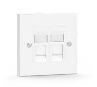 VCELINK Cat6 RJ45 Socket with RJ45 Module, Double Port, White, 1 Pack | Modular Punch Down Flat Face Ethernet Wall Socket for CAT6/CAT5E/CAT5 Network Cable