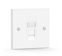 VCELINK Cat6 RJ45 Socket with RJ45 Module, Single Port, White, 1 Pack | Modular Punch Down Flat Face Ethernet Wall Socket for CAT6/CAT5E/CAT5 Network Cable