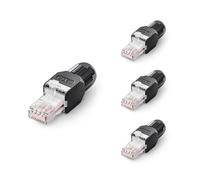 VCELINK Cat6 Tool-Free RJ45 Connector, 1000 Mbps/250 MHz, Compact UTP LSA Ethernet Plug for AWG 23-26 Cable, Supports PoE, Field-Termination, Compatible with Router/Modem/Switch/Server, Black, 4 Pack