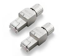 VCELINK Cat6A RJ45 Connector, Toolless Shielded Ethernet Plug, 10Gbps/500MHz, Gold-Plated Compact Network Plug, FTP, AWG 22-24, PoE Supported, Ideal for Home, Office and Data Centre, 2 Pack