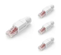 VCELINK Cat6A Tool-Free RJ45 Connector, 10 Gbps/500 MHz, Reusable UTP Gold-Plated Ethernet Plug for 23-26 AWG Network Cable, PoE Toolless Ethernet Modular Plug, White, 4 Pack