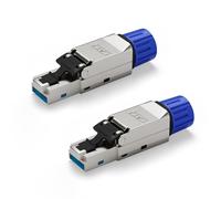 VCELINK Cat7 Tool-Free RJ45 Connector, 10Gbps/600MHz, Gold-Plated Shielded Ethernet Plug for 22-26 AWG S/FTP Cable, PoE Supported, 2 Pack