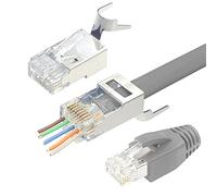 VCELINK Gen2 RJ45 Pass Through Connector Cat7 Cat6A Network Plug Shielded Gold Plated for Installation Ethernet Cable Cat7 Cat6A 8P8C with Load Bar and RJ45 Boots Cover 10Pack Grey