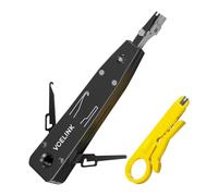 VCELINK Punch Down Tool, Ethernet Krone Tool with Mini Wire Stripper, Black | Insert & Cut Terminations, Professional Impact Terminal Insertion Tools for RJ45 Socket Cat5/Cat6/Cat7 & Telephone Cable