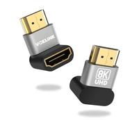 VCELINK Right Angle HDMI Adapter 8K, HDMI Connector 90 and 270 degree, Male to Female HDMI Adapter 2.1 Gold Plated Support 8K@60Hz, 4K@120Hz for TV, Laptop, Monitor, DVR Player, 2 Pack