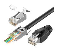 VCELINK RJ45 Connector CAT7/CAT6A, 10 Pack, Shielded 8P8C RJ45 Plugs | Pass Through Gold Plated Network Plug | Load Bar and Boots Included, Black