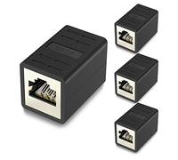 VCELINK RJ45 Coupler Cat7 Shielded, Ethernet Connector Female to Female 4 Pack for Cat7/Cat6a/Cat6/Cat5e, Network Extender Joiner in Black