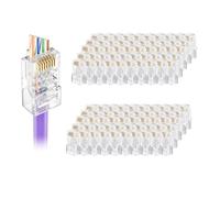VCELINK RJ45 Plug CAT5 CAT5E 100pcs Ends Pass Through Network Connector 8P8C LAN Modular Plug for Installation Cat5e Cat5 Ethernet Cable Gold Plated