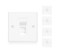 VCELINK RJ45 Socket Cat6 Ethernet Wall Socket Single Port Flat Face Wall Plate for CAT6/CAT5E/CAT5 Network Cable with Modular 5 Sets