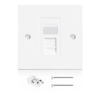 VCELINK RJ45 Socket Cat6 Ethernet Wall Socket with Keystone Jack, Cat6 Wall Plate Single Port Faceplate Flat Data Socket for CAT6/CAT5E/CAT5 Network Cables