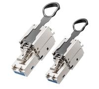 VCELINK Toolless RJ45 connector, 2-Pack | 10Gbps/600Mhz, Gold-Plated Pins, Reusable Compact FTP Ethernet Plug for 22-26 AWG Cable, PoE Supported