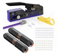 VCELINK Upgraded RJ45 Crimp Tool Kit, Pass Through Crimping Tool with VCE Waterproof RJ45 Coupler 10Gbps, 2-Pack