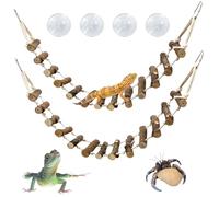 VCEPJH 2pcs Reptile Bridge Leopard Gecko Climbing Ladder Wooden Basking Lounger Reptile Tank Accessories for Hermit Crab Juvenile Bearded Dragon Chameleon Small Lizard (Fruit Wood)