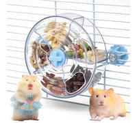 VCEPJH Rat Foraging Toy Interactive Slow Feeder with Transparent Rotating Treat Dispenser Wheel for Enrichment Activities Pet Rat Cage Accessories Ideal for Syrian Hamster Gerbil Mice (Blue)