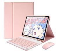 VCFDZCFD Keyboard Case for iPad Air 5th Gen 2022/Air 4th Gen 2020 10.9, QWERTY Layout,Magnetically Detachable Wireless Bluetooth Keyboard, Soft TPU Back Cover with Pencil Holder,pink