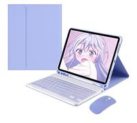 VCFDZCFD Keyboard Case for iPad Air 5th Gen 2022/Air 4th Gen 2020 10.9, QWERTY Layout,Magnetically Detachable Wireless Bluetooth Keyboard, Soft TPU Back Cover with Pencil Holder,purple