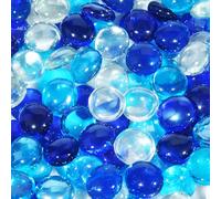 vchin 20 Pounds Fire Glass Rocks, 3/4 Mixed Color Fire Glass Beads for Propane Fire Pit, Fireplace and Outdoor Decorative (Caribbean Blue+Cobalt Blue+Crystal Ice)