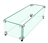 vchin Fire Pit Wind Guard, 23.5" x 7.5" Square Tempered Glass Wind Shield for Firepit & Fire Table, Thick Glass and Easy Installation with Included Tools, Airflow Management for Stable Flame