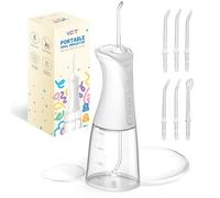 VCIT Water Flosser for Braces - 350ML Cordless Portable Oral Irrigator with 4 Modes & IPX7 Waterproof for Kids and Adults, Travel & Shower Use（White）