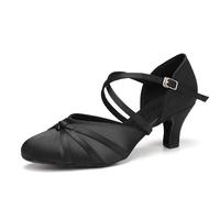 VCIXXVCE Women's Ballroom Dance Shoes Closed Toe Standard Salsa Tango Modern Latin Dance Shoes, Black, 7 UK