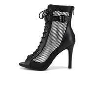 VCIXXVCE Women's Latin Dance Boots Lace-Up Salsa Bachata Tango Ballroom Dance Shoes Zipper Ballroom Mesh Yarn Dance Shoes, black, 5 UK