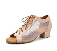 VCIXXVCE Women's Latin Dance Practice Shoes White Peep Toe Ballroom Salsa Tango Dance Shoes Low Heel, 7 UK