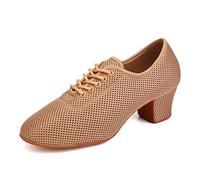 VCIXXVCE Women's Latin Practice Dance Shoes 5 cm Heel Lace up Salsa Tango Modern Jazz Practice Training Shoes, 5.5 UK Brown