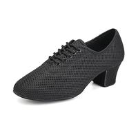 VCIXXVCE Women's Latin Practice Dance Shoes 5 cm Heel Lace up Salsa Tango Modern Jazz Practice Training Shoes, 4 UK Black