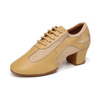 VCIXXVCE Women's Latin Practice Dance Shoes Closed Toe Lace up Salsa Tango Modern Ballroom Teaching Dance Shoes, 6 UK Brown