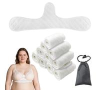 Vckrio 10 PCS Bra Liners for Sweat, Breast Pads Cotton Breathable Reusable Under Breasts Sweat Absorber Liners White with a Pouch Women Summer Washable Underboob Bra Pads for Sweat Rash Sports Gym