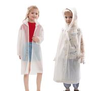 Vckrio Raincoats for Kids Boys 2 PCS Waterproof Poncho White Hooded Rainproof Coat Long Rain Resistant Cape Packable Rain Cover EVA Lightweight Rainwear for School Climbing Children Age 5-11 Years