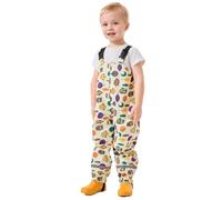 Vckrio Waterproof Trousers Boy Rain Puddle Pants Dungarees Reflective Yellow Owl Mud Trousers Adjustable Suspender Stretchable Packable Quick Dry Rain Bib Camping Hiking Rainwear for Kids 5-6 Years