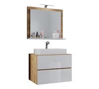 Vcm Bathroom Furniture Washbasin Lendas Honey Oak / White H. 134 X W. 60 X D. 51 Cm