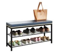 Vcm Metal Wood Seat Shoe Rack Taliro