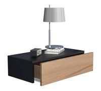 VCM Wooden wall hanging bedside table Usal M 60 cm in Black VCM Black