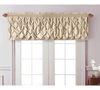 VCNY Home | Carmen Collection | Window Valance with Rod Pocket - Stylish Lattice-Smocked Diamond Design for Kitchen, Bedroom, or Living Room, Taupe
