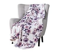 VCNY Home Decorative Throw Blankets: Soft Plush Lively Rose Floral Accent for Couch or Bed, Colored: Blush Pink Purple Navy Blue Grey White