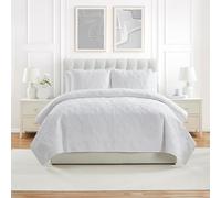 VCNY Home - King Quilt Set, Pinsonic Bedding with Matching Pillow Shams, Dorm Room Essentials, Super Soft Home Decor (Ocean White, 3-Piece)