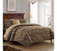 VCNY Home Soft Matching Comforter, Shams, Decorative Pillows & Pillowcases, Animal Print Bed Set, Microfiber, Brown, Queen (2025 Version)