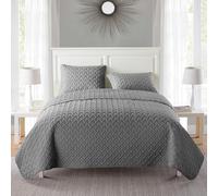 VCNY Home Super Soft Reversible Bedding Set with Matching Shams, Seasons, Microfiber, Nina Grey, Twin