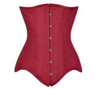 VCODWCSJO 6 Buttons Red Underbust Corselet 15" Long Torso Waist Trainer Bustier Shaper Steel Bones Corset-5XL